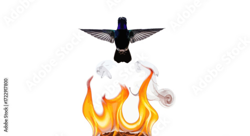 Hummingbird's fiery ascent a visual metaphor for overcoming challenges and transformation