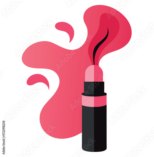 Pink smoke behind a lipstick tube