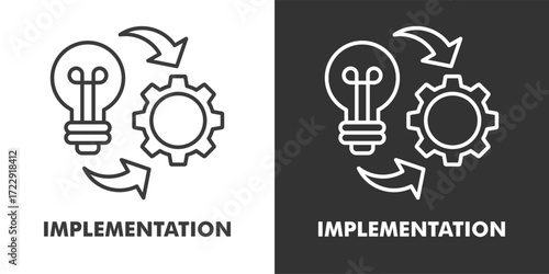Implementation Icon Filled Outline Vector Illustration in Black and White