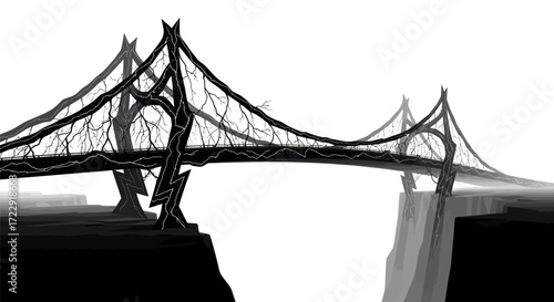 Monochromatic bridge spans the chasm a striking black and white illustration