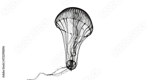 Monochrome rendering of a sea nettle jellyfish, showcasing intricate details on white background