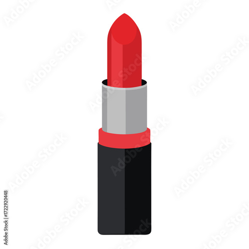 Realistic red lipstick tube isolated on white background