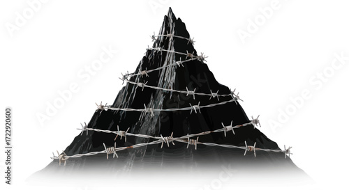 The stark beauty of a constrained peak symbolic of challenges and resilience