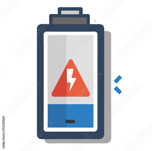 Smartphone with low battery warning symbol