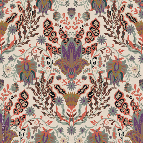 Vintage Damask Floral Beige Design