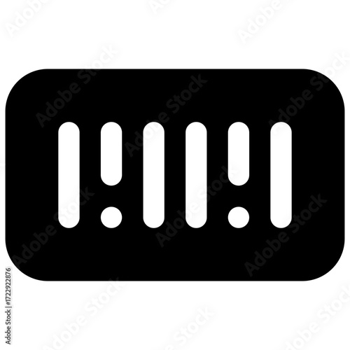 Barcode. Outlined stroke vector icon with black-filled details.