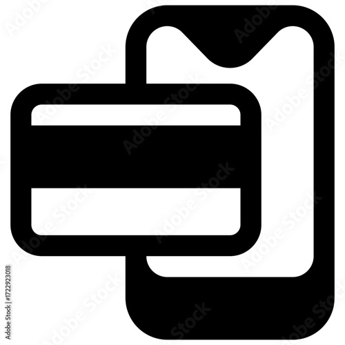 Mobile payment. Outlined stroke vector icon with black-filled details.