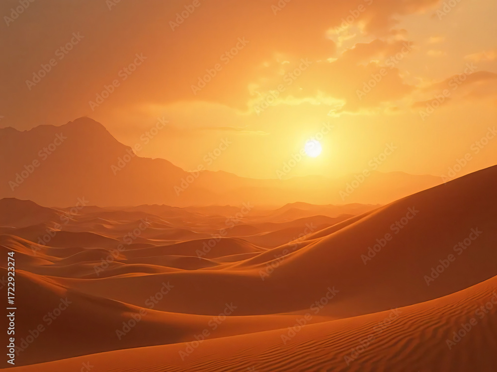 Obraz premium Golden Desert Dunes at Sunset