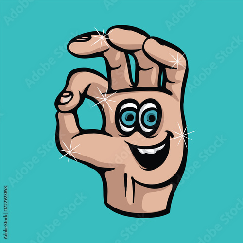 Happy Clean hand Character Cartoon Vector Illustration