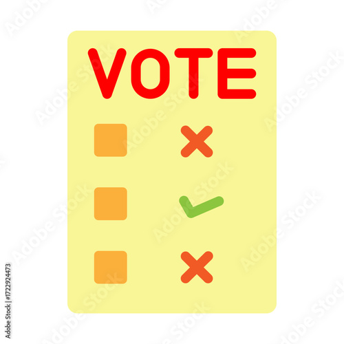 Voting Paper Vector Flat Icon Design