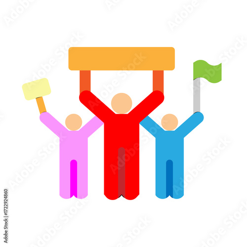 Marching Crowd Vector Flat Icon Design