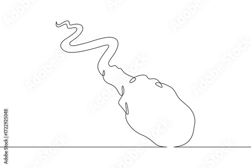 Continuous one line drawing spermatozoon .Line art.One continuous line isolated illustration.Not AI.