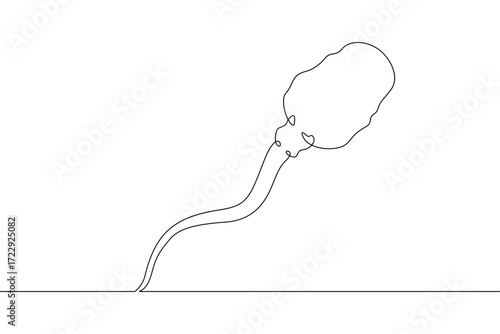 Continuous one line drawing spermatozoon .Line art.One continuous line isolated illustration.Not AI.