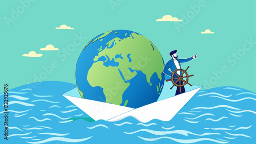 Businessman put new branch pin on world map across globe. Global business expansion, open company branches, franchise in new location to cover all continent. growing business worldwide concept design