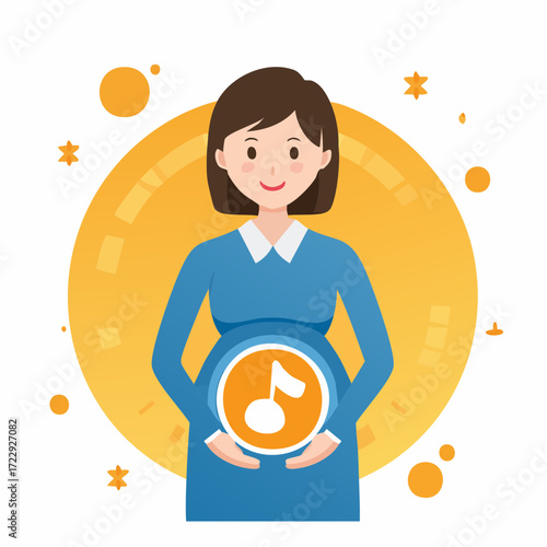 妊婦と赤ちゃんを表現したベクターイラスト素材