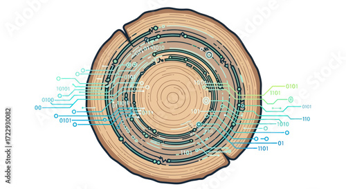 Digital age integration abstract illustration showcasing nature and technology connection