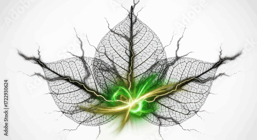 Elegant leaf venation with electrifying energy infusion for captivating designs