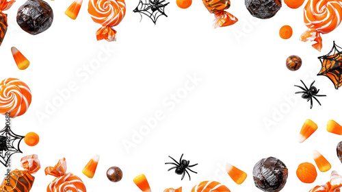 Halloween Candy Sweets Chocolate Border Frame on Transparent Background