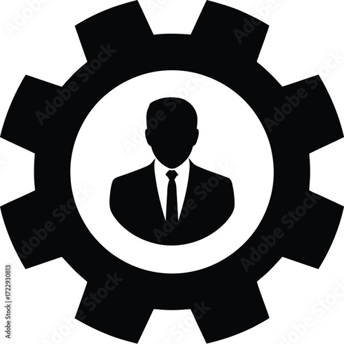 Management and leadership vector icon symbolizing business process integration and strategic human resources planning for successful organizational performance and operational efficiency illustration