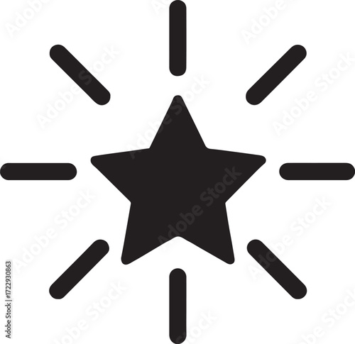 Silhouette star achievement mission icon for success, recognition, goal, and excellence.