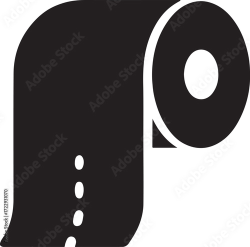 Silhouette toilet paper roll glyph icon for hygiene, restroom, bathroom, tissue, and sanitation.