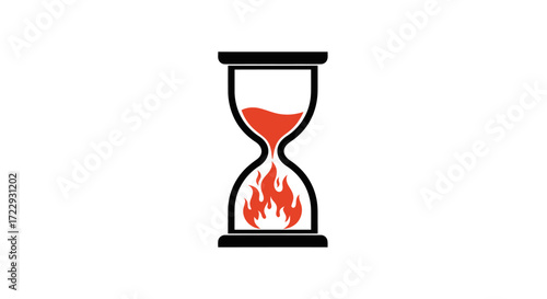Hourglass with fire representing urgency and the passage of time relentlessly approaching