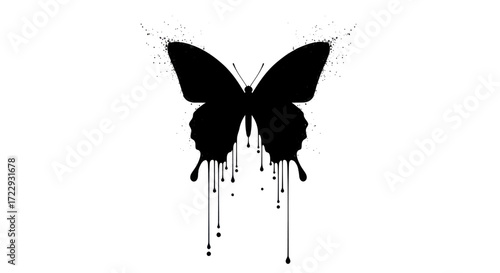 Melancholic metamorphosis a butterfly silhouette in stark black against a pure white canvas