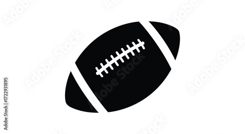 Detailed black and white illustration of an american football silhouette