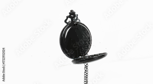 Monochromatic representation of a fractured pocket watch showcasing the fragility of time