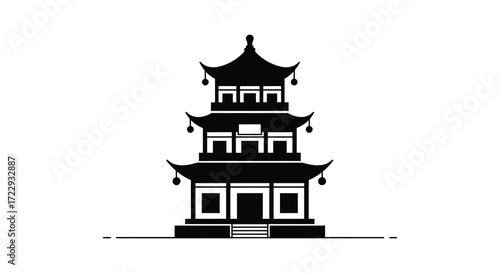 Elegant asian pagoda tower design with tiered roofs a striking silhouette