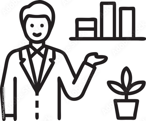 Business presentation with a growth chart and plant showing prosperity