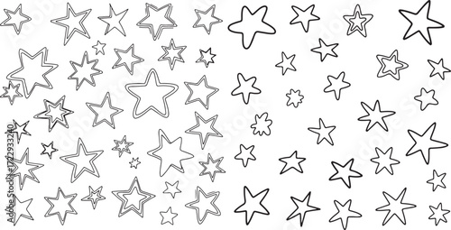 Whimsical Hand-Drawn Star Doodles and Outlines Pattern