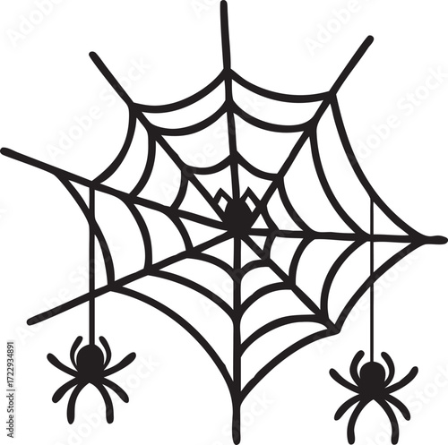 Halloween spider web with spiders isolated on white background vector design