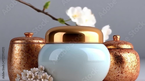 Three decorative storage containers