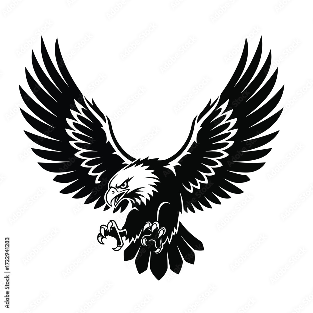 Obraz premium Eagle in flight isolated on white background. Vector illustration for t-shirt design.