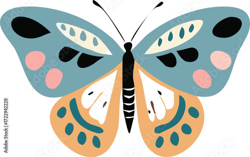 Elegant butterfly with pastel wings, a modern design element perfect for nature-themed branding and whimsical creative projects, originally scalable vector art
