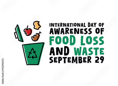 Flat design vector of International Day of Awareness of Food Loss and Waste. September 29. White background. Banner, card, background.
