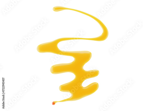 Photography yellow liquid drizzle isolated on a white background. 3d render
