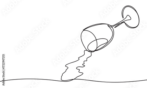 Spilled Wine Glass A Continuous Line Drawing
