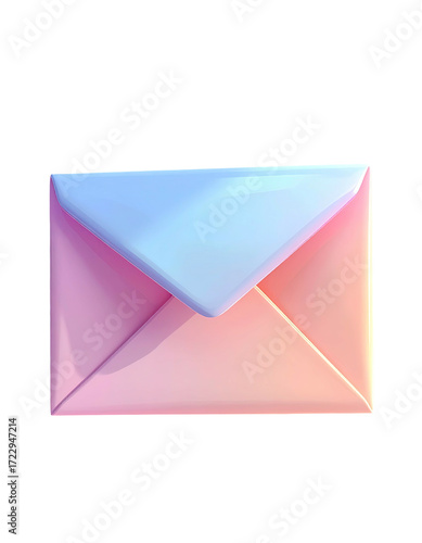 A pastel pink and light-blue envelope, rendered in a 3D, glossy style, with a subtle gradient effect