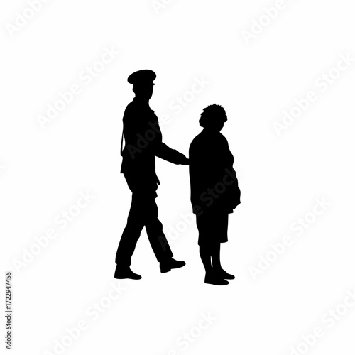 Silhouette of officer guiding parolee to counseling session