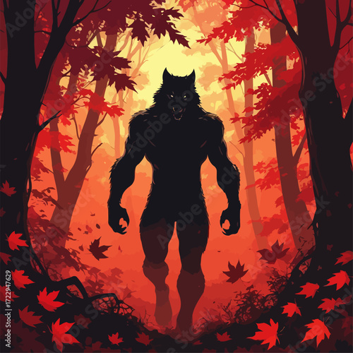 werewolf silhouette vector illustration