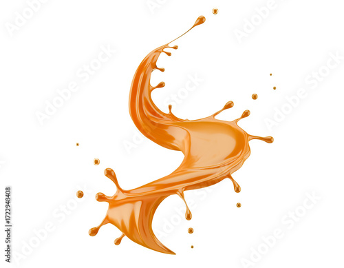 caramel splash isolated on a white background. 3d render