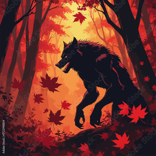 werewolf silhouette vector illustration