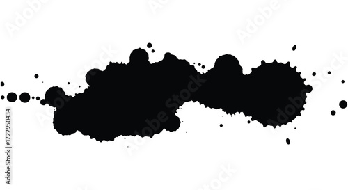 Abstract black ink blot shape against a plain white background silhouette