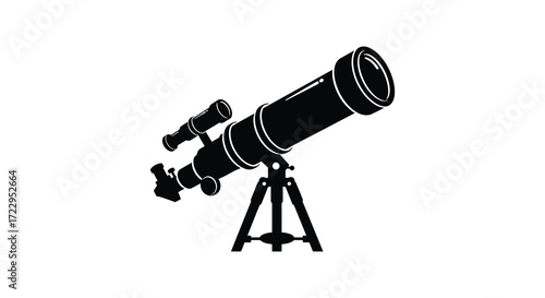 A black telescope on a tripod a striking visual silhouette