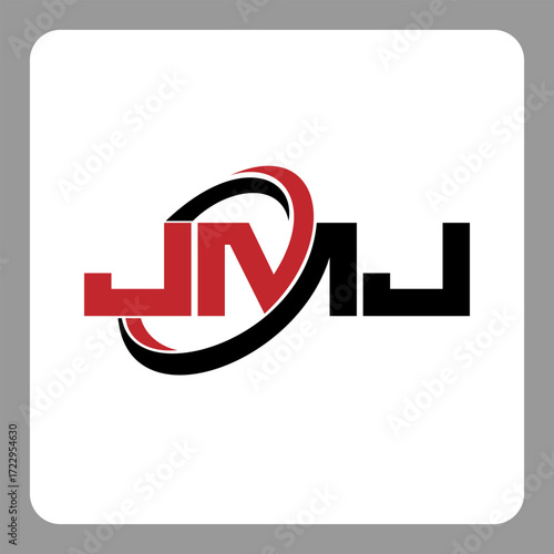 jmj logo. jmj letter. jmj letter logo design. Initials jmj logo linked with circle and uppercase monogram logo. Modern Red and Black Initials Logo for Corporate, jmj typography for technology,