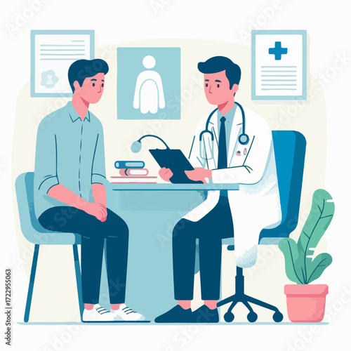 vector illustration of patient consultation with doctor