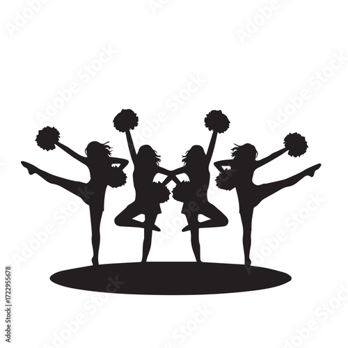 A group of children showing their actions in a compact silhouette.