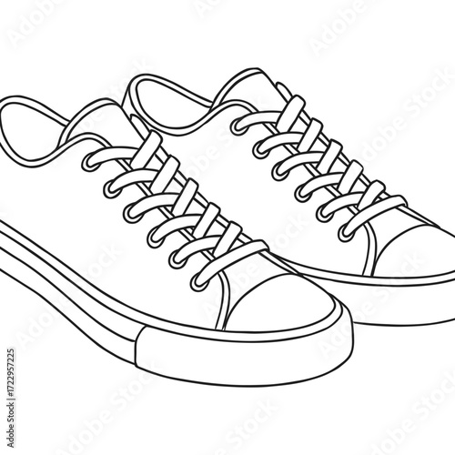 Classic sneakers line art illustration for coloring books and creative design projects, style and fashion